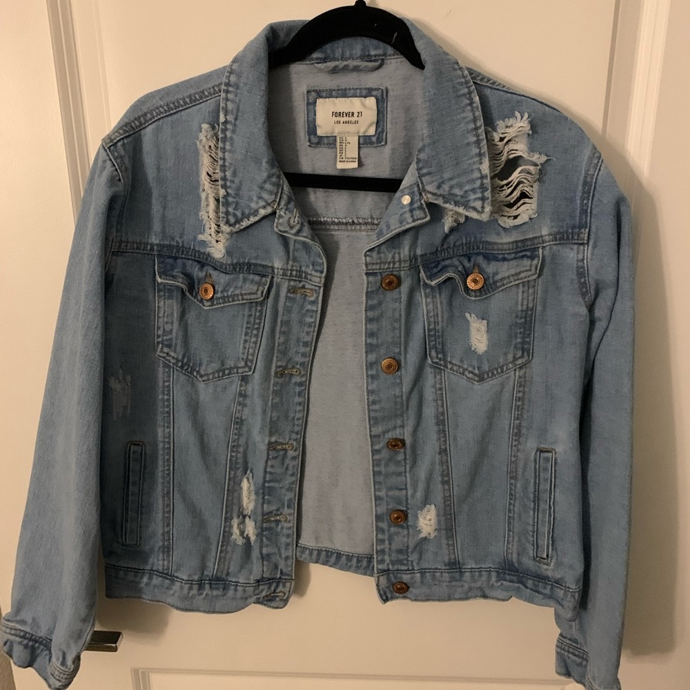 Forever 21 Distressed Jean Jacket